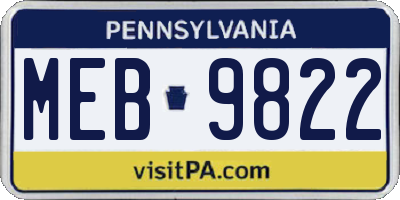 PA license plate MEB9822