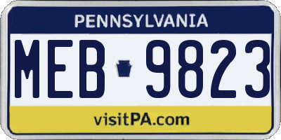 PA license plate MEB9823