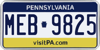 PA license plate MEB9825