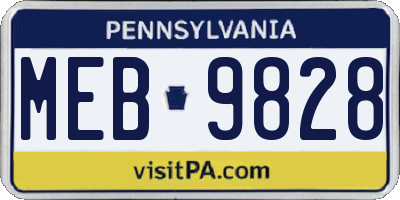 PA license plate MEB9828