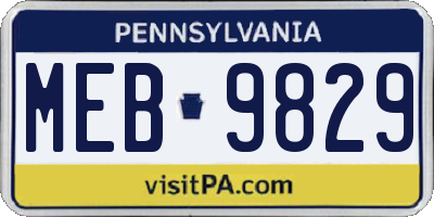 PA license plate MEB9829