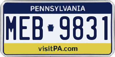 PA license plate MEB9831
