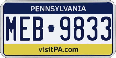 PA license plate MEB9833