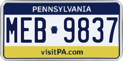 PA license plate MEB9837