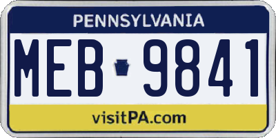 PA license plate MEB9841