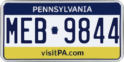 PA license plate MEB9844