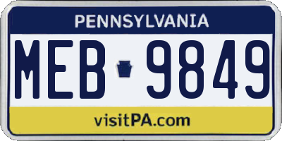 PA license plate MEB9849