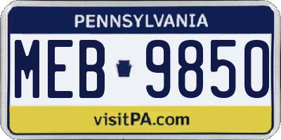 PA license plate MEB9850