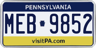PA license plate MEB9852