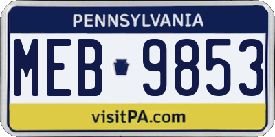 PA license plate MEB9853
