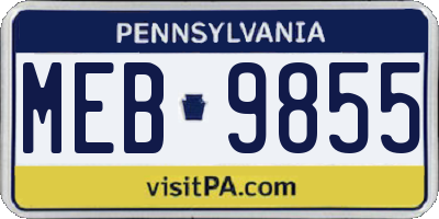 PA license plate MEB9855