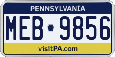 PA license plate MEB9856