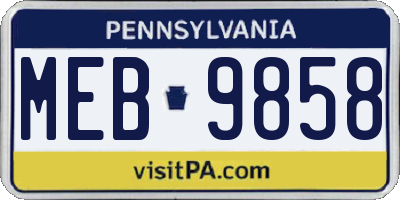 PA license plate MEB9858