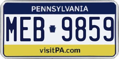 PA license plate MEB9859
