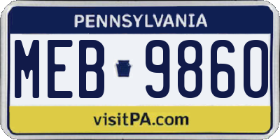 PA license plate MEB9860