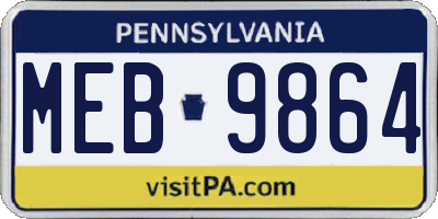 PA license plate MEB9864