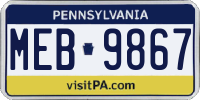 PA license plate MEB9867