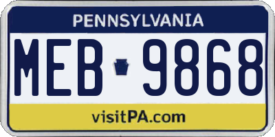 PA license plate MEB9868
