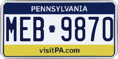 PA license plate MEB9870