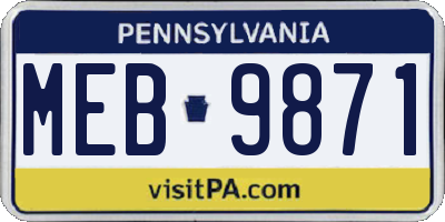 PA license plate MEB9871