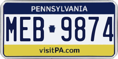 PA license plate MEB9874