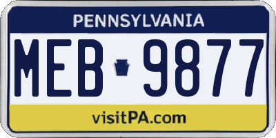 PA license plate MEB9877