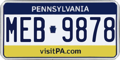 PA license plate MEB9878
