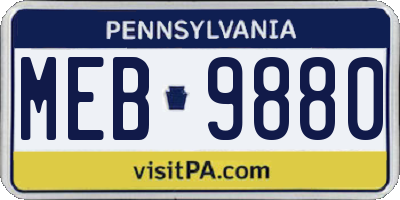 PA license plate MEB9880