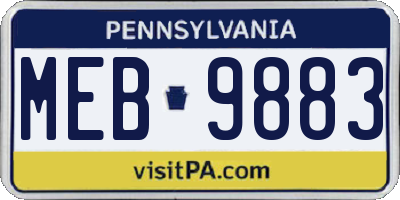 PA license plate MEB9883
