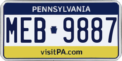 PA license plate MEB9887