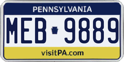 PA license plate MEB9889