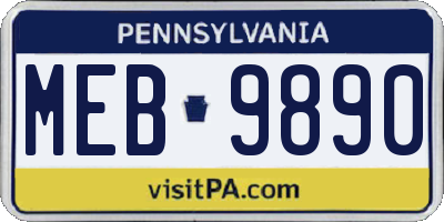 PA license plate MEB9890