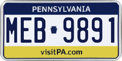 PA license plate MEB9891