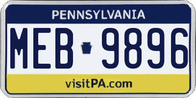 PA license plate MEB9896