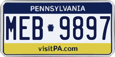 PA license plate MEB9897