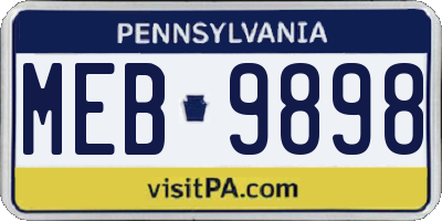 PA license plate MEB9898