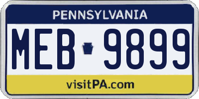 PA license plate MEB9899