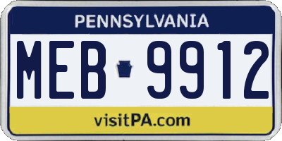 PA license plate MEB9912