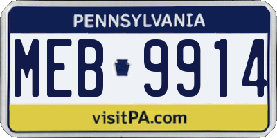 PA license plate MEB9914