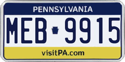 PA license plate MEB9915