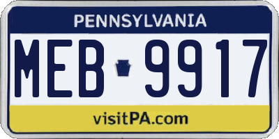 PA license plate MEB9917