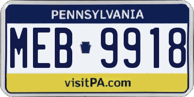 PA license plate MEB9918