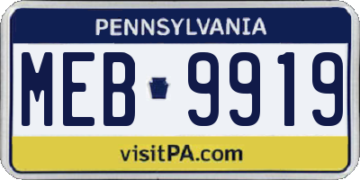 PA license plate MEB9919