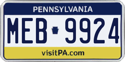 PA license plate MEB9924