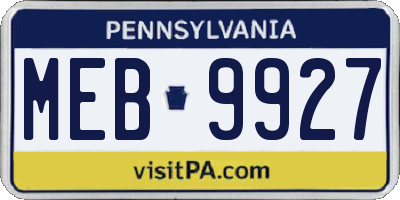 PA license plate MEB9927