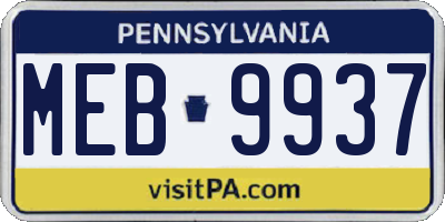 PA license plate MEB9937