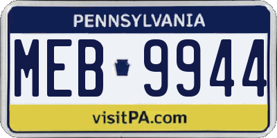 PA license plate MEB9944