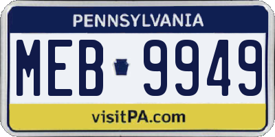 PA license plate MEB9949