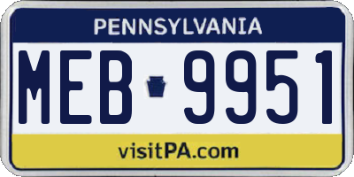 PA license plate MEB9951