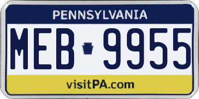 PA license plate MEB9955